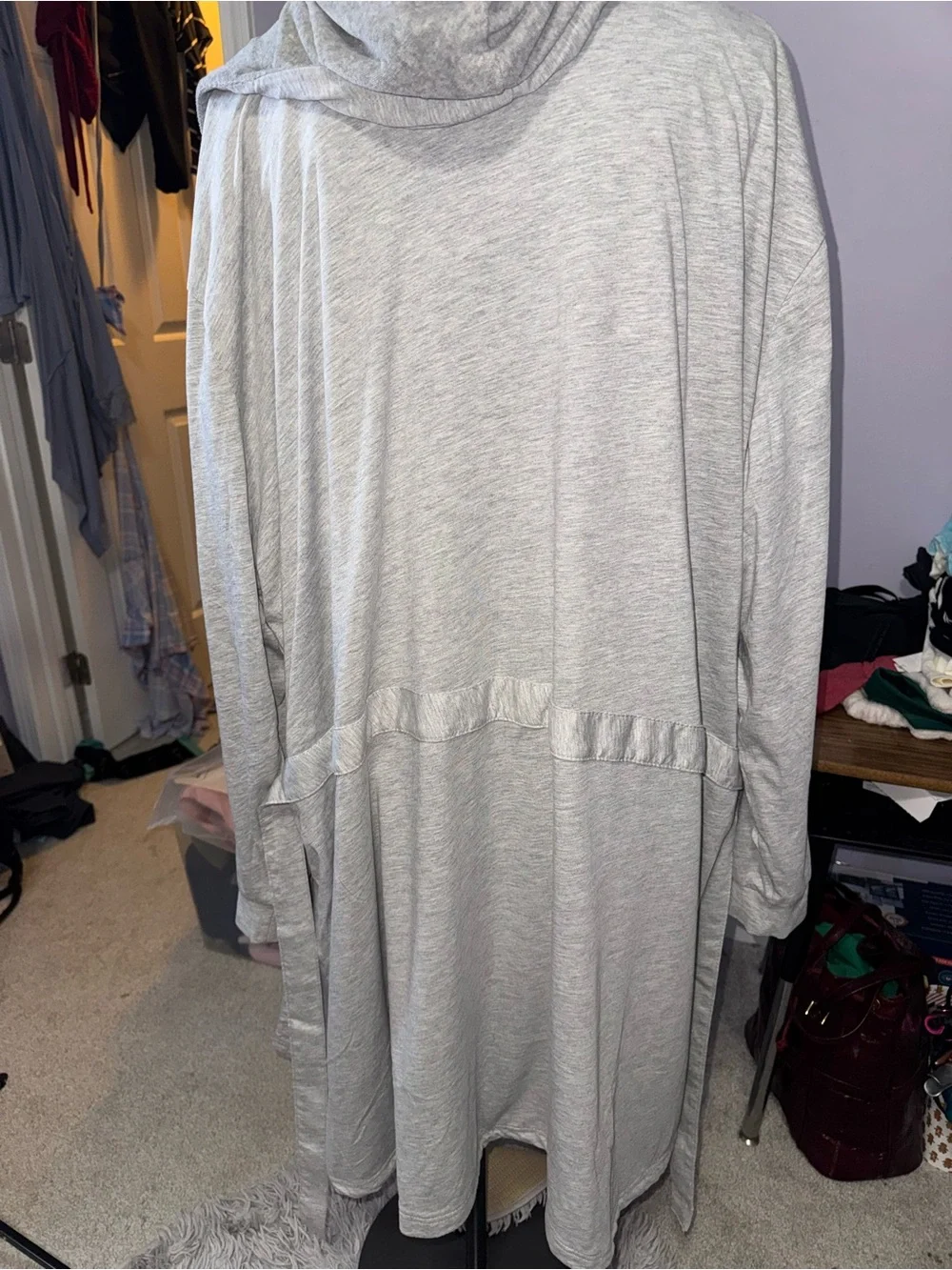 NWT DudeRobe 2/3XL Heather Gray Hooded Bathrobe Mens